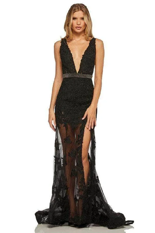 Flowy unclassified dressesSherri Hill 52875 - Illusion Deep V Neck Evening Dress Flowy unclassified dresses