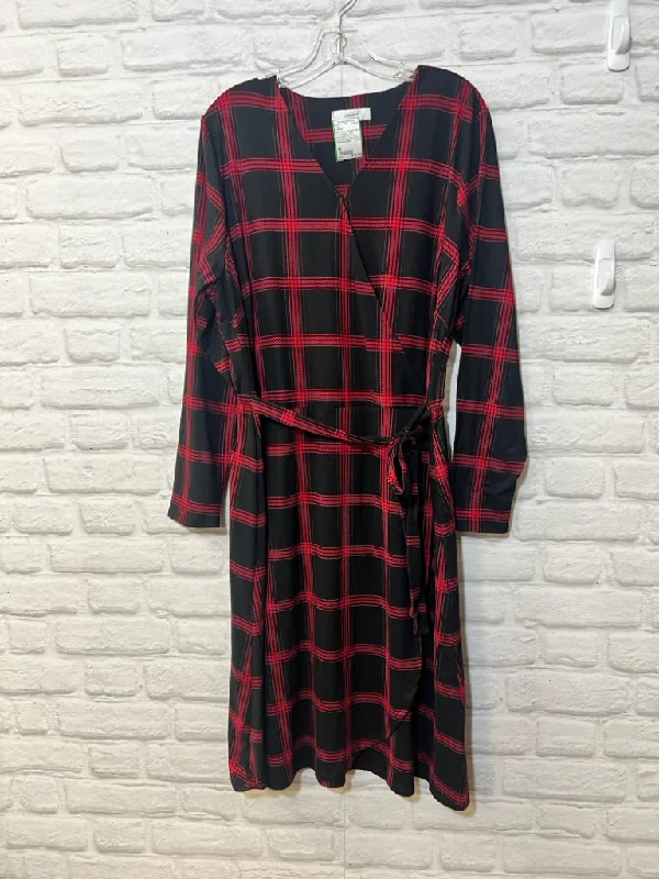 Gothic unclassified dressesSize 1X CJ Banks red& black plaid faux wrap dress Gothic unclassified dresses