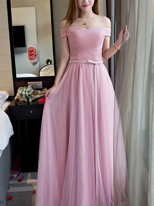 Open-back unclassified dressesWinter New Bean Paste Color Shoulders Slim Fit Bridesmaid Dress Open-back unclassified dresses