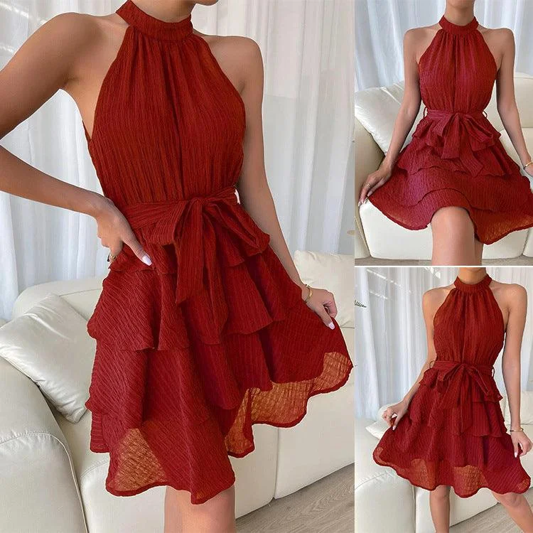 Trendy new unclassified dressesWomen's Halterneck Dresses Sleeveless Ruffle Dress Trendy new unclassified dresses