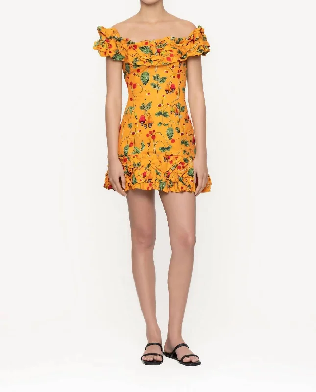 Jardin Frutal Mini Dress In Yellow Mini Skirt Chic