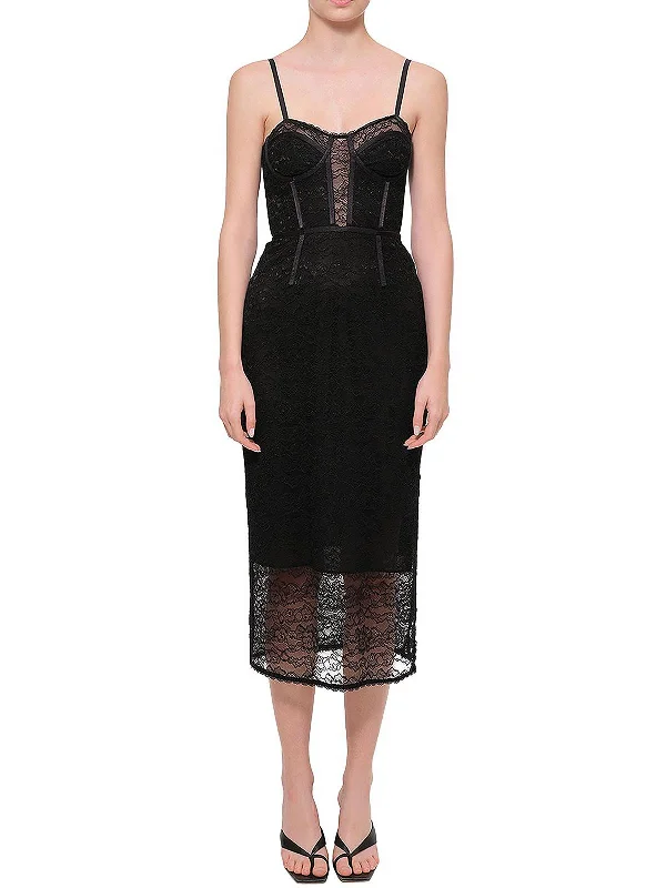 Womens Lace Mini Slip Dress Sexy Leather Skirt