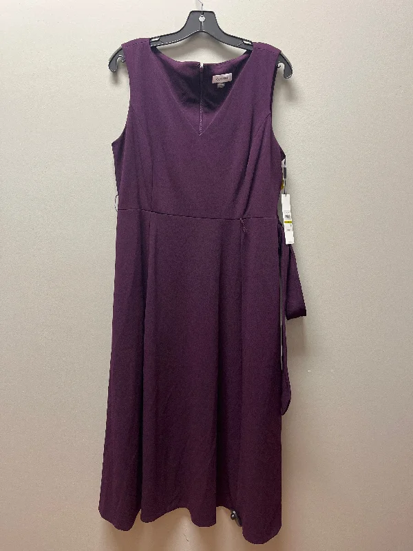 Dress Casual Midi By Calvin Klein In Purple, Size: L Slim Fit Midi