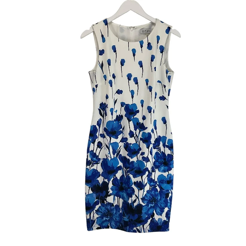 Dress Casual Midi By Kasper In Blue & White, Size: 4 Denim Midi Skirt