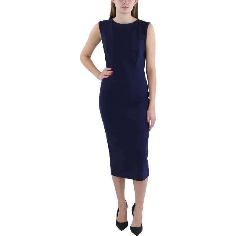 Womens Midi Sleeveless Wear To Work Dress Tulle A-line Skirt