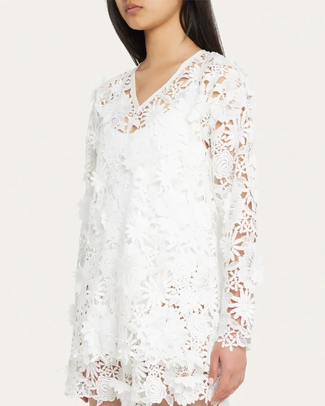 Isla 3D Lace Dress in White | White Lace Dress Glamour