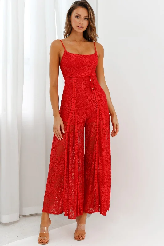 Palm Springs Lace Jumpsuit Red Lace Dress Summer